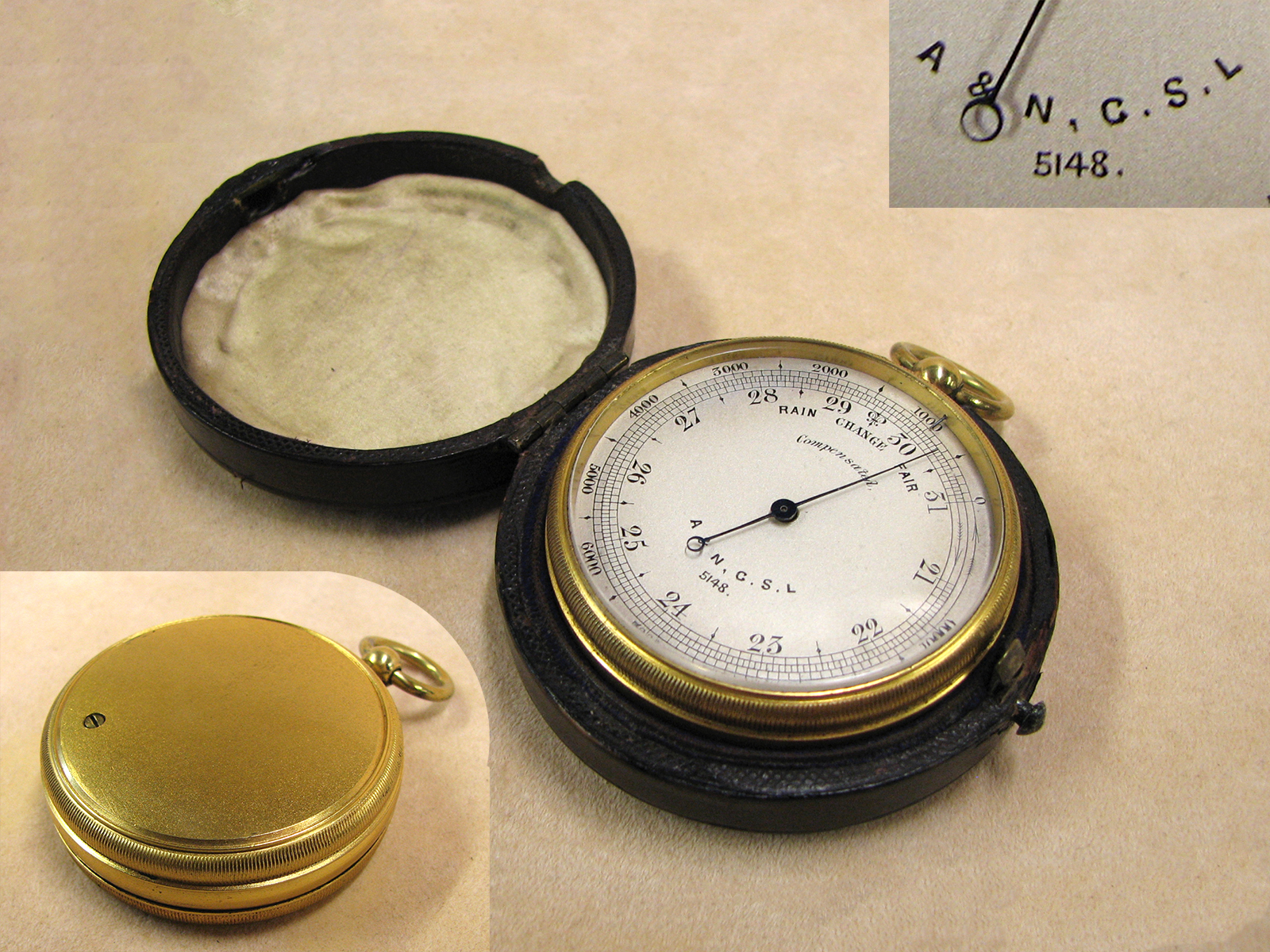 Late Victorian pocket barometer & altimeter retailed by Army & Navy Co-operative Society